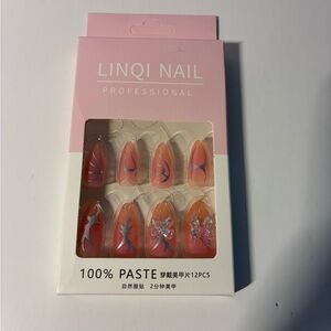 LINQI NAIL Professional Coral Orange Press-On Nails